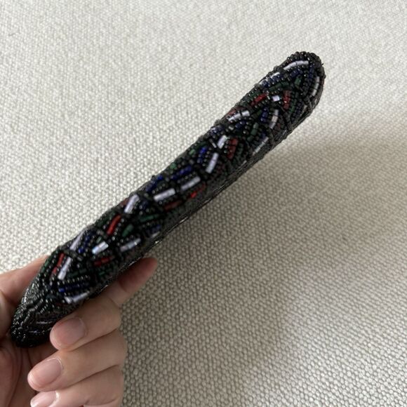 VTG Multi-Color Beaded Shell Clutch Neiman Marcus 20s Art Deco Scalloped Evening - Picture 6 of 9